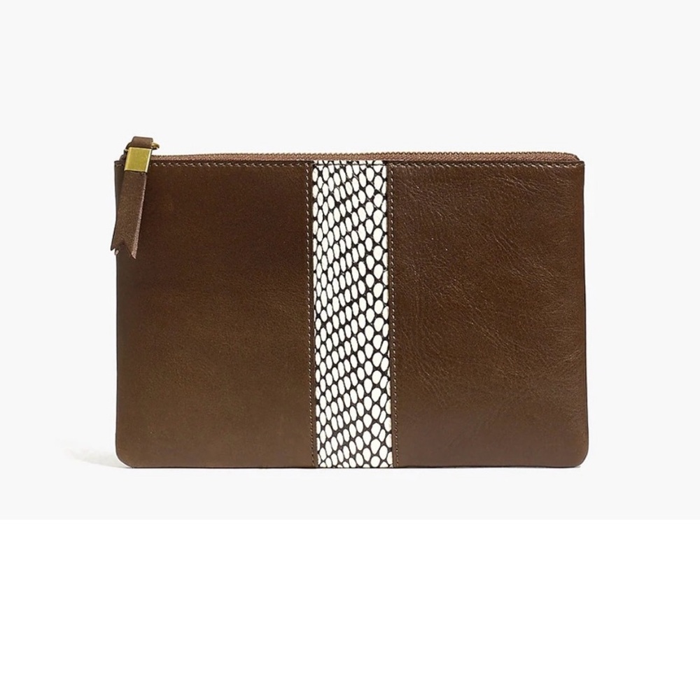 Madewell Leather Pouch Clutch: Snake Embossed Leather Inset Edition